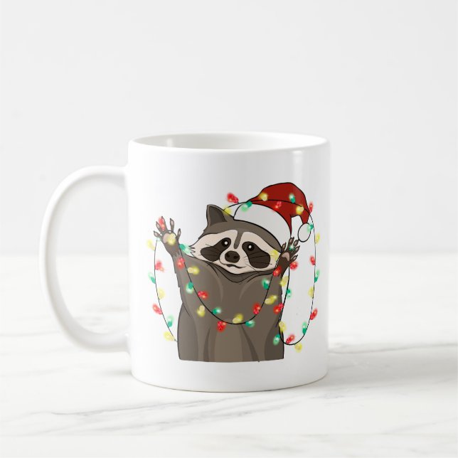 Mug Drôle mignon Raccoon de Noël (Gauche)