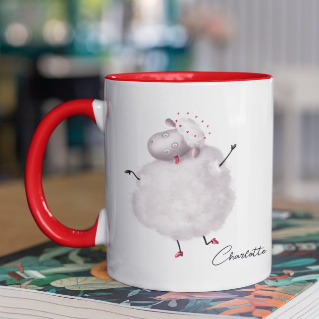 Mug Drôle Mouton Amour Coeur Nom personnalisé (Créateur téléchargé)