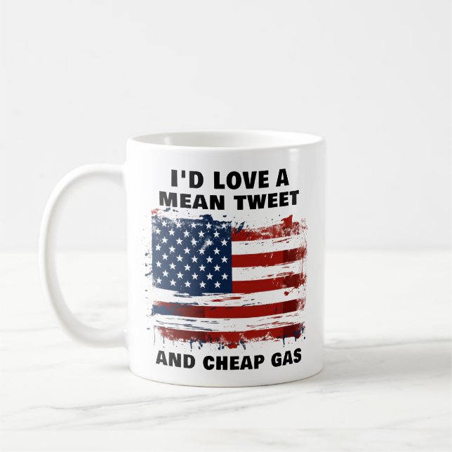 Mug Drôle Moyenne des tweets et bon marché gaz Drapeau (Gauche)