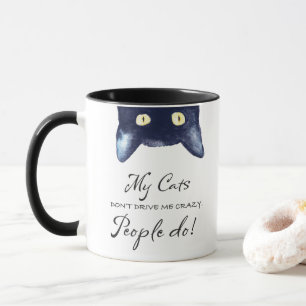 Mug Drôle noir et blanc Crazy Cat Lady