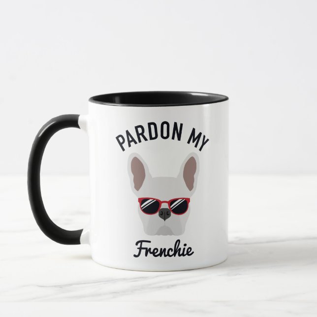 Mug Drôle Pardon mon Français Blanc Français Bulldog (Gauche)