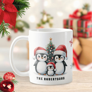 Mug Drôle Penguins Nom de famille Noël