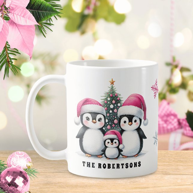 Mug Drôle Penguins Nom de famille Pink Christmas (Créateur téléchargé)