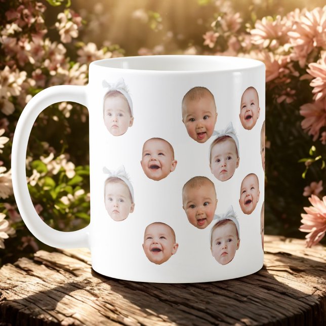 Mug Drôle personnalisé bébé visage photo visage 3 phot (Créateur téléchargé)