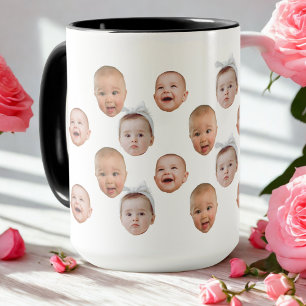 Mug Drôle personnalisé bébé visage photo visage 3 phot