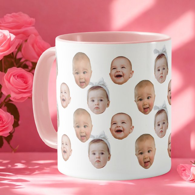 Mug Drôle personnalisé bébé visage photo visage 3 phot (Créateur téléchargé)