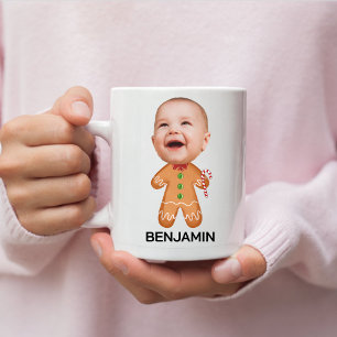 Mug Drôle personnalisé photo Gingerbread Noël bébé