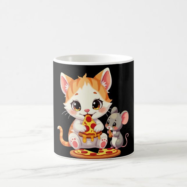 Mug drôle pizza manger chat pizza manger souris (Centre)
