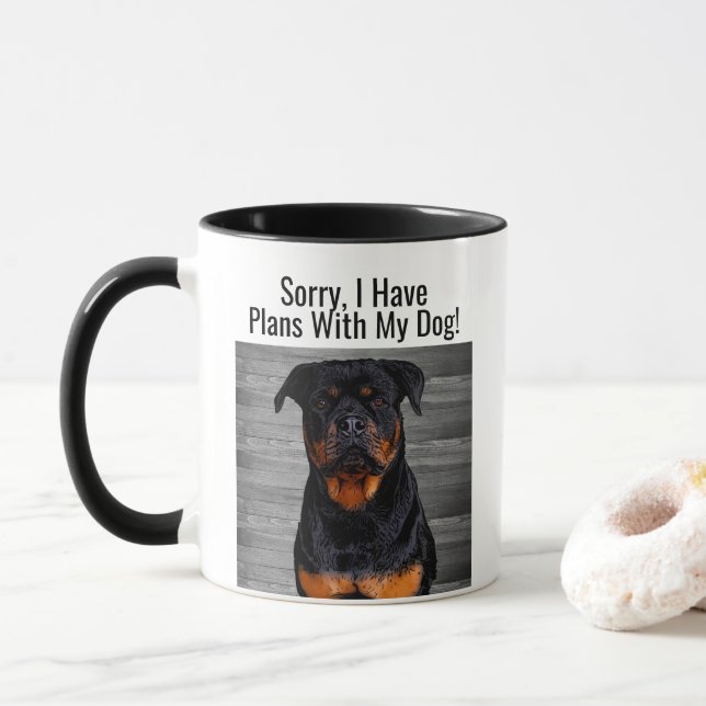 Mug Drôle Plans Rottweiler avec animal de chien (Avec donut)