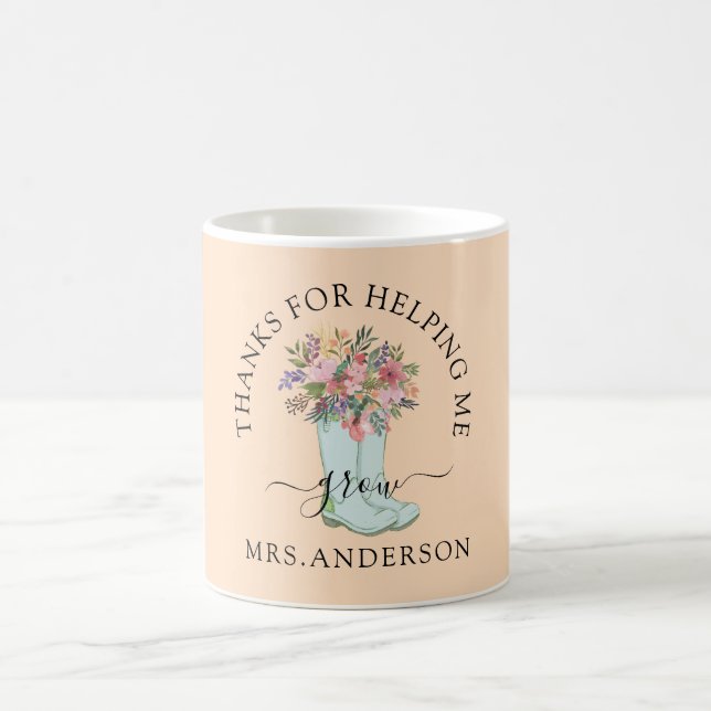Mug Drôle pot plante "Merci pour m'aider à grandir" (Centre)
