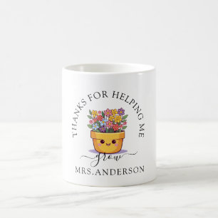 Mug Drôle pot plante "Merci pour m'aider à grandir"