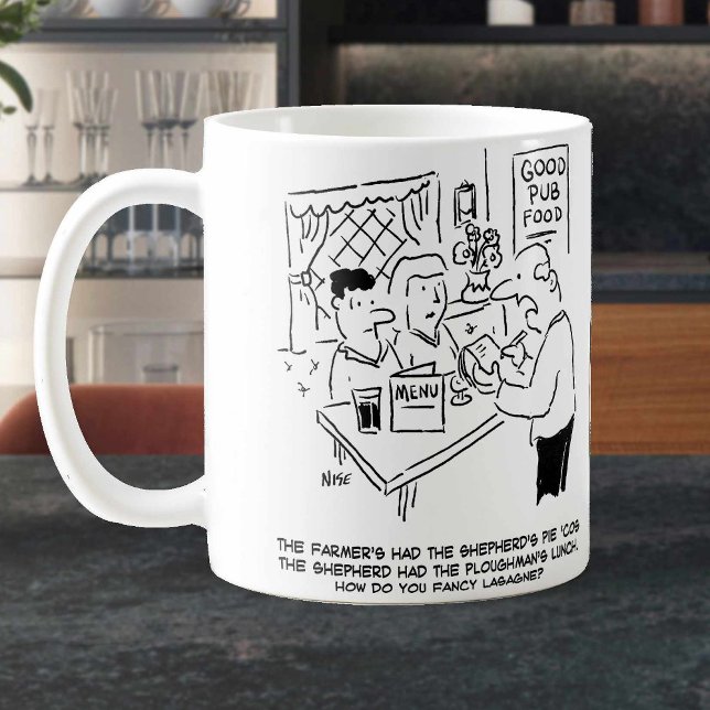 Mug Drôle Repas De Pub Country. Bac de nourriture de p (Créateur téléchargé)
