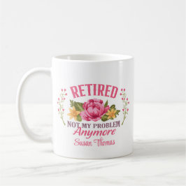 Mug Drôle Retraite florale rose personnalisée