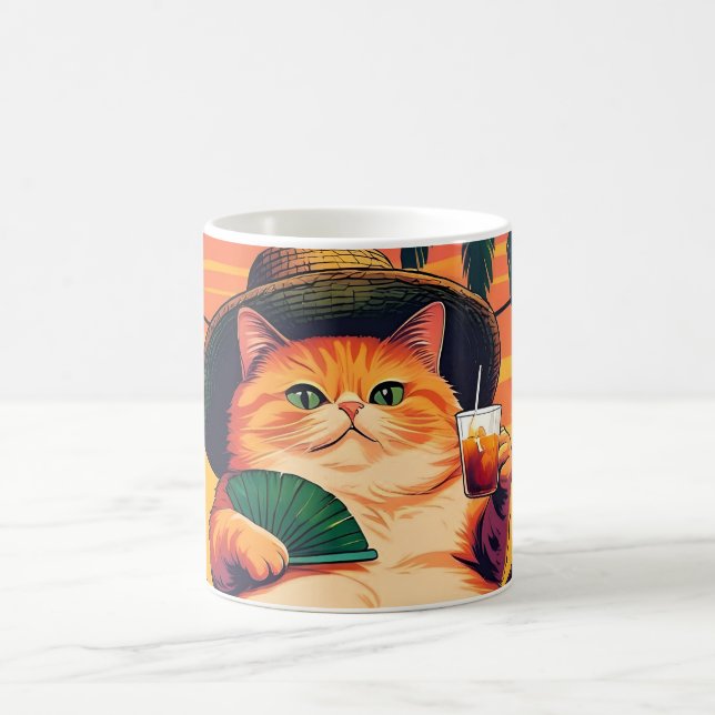 Mug Drôle Rétro Vacances de chats d'été (Centre)