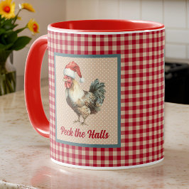 Mug Drôle Rooster Peck the Halls Ferme