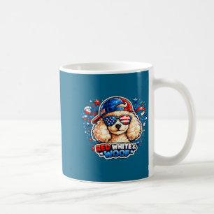 Mug Drôle rouge blanc et toutou caniche chien patrioti