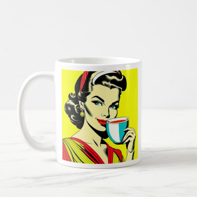 Mug Drôle Sarcastique Retro Lady Humour café (Gauche)