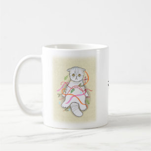 Mug Drôle Scottish fold Cat Grey tabby Christmas Cadea