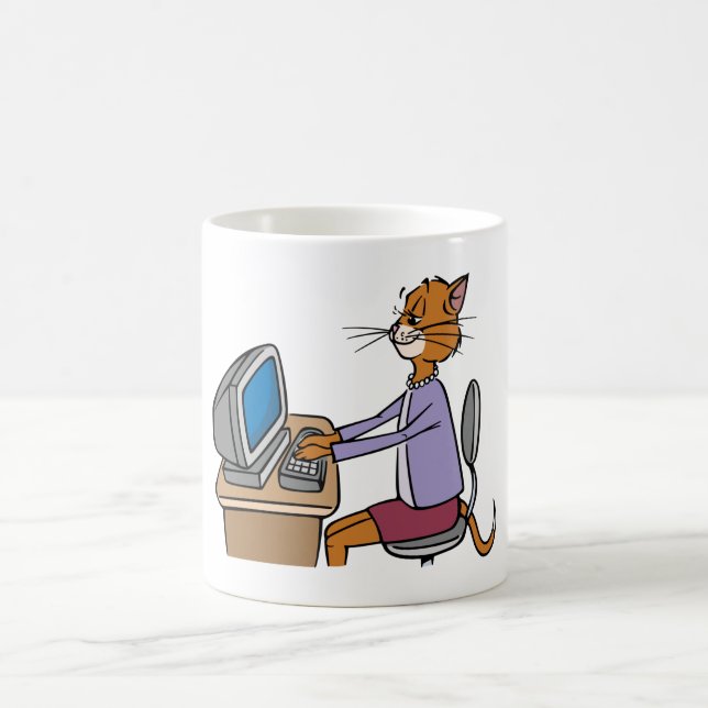 Mug Drôle Secrétaire Cat Cartoon Office Humour (Centre)