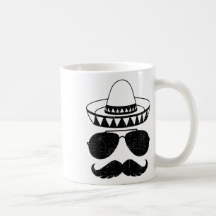 Mug Drôle Sombrero Face Avec Moustache Pour Cinc Mexic
