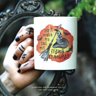 Mug Drôle Sorcière d'Halloween à voler des singes en d