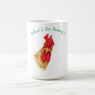 Mug Drôle surpris Curieux Rooster - Texte Personnalis