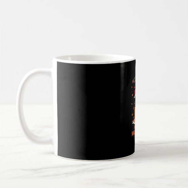 Mug Drôle Tuxedo Chat sur Citrouille Hallothanksmas Ha (Gauche)