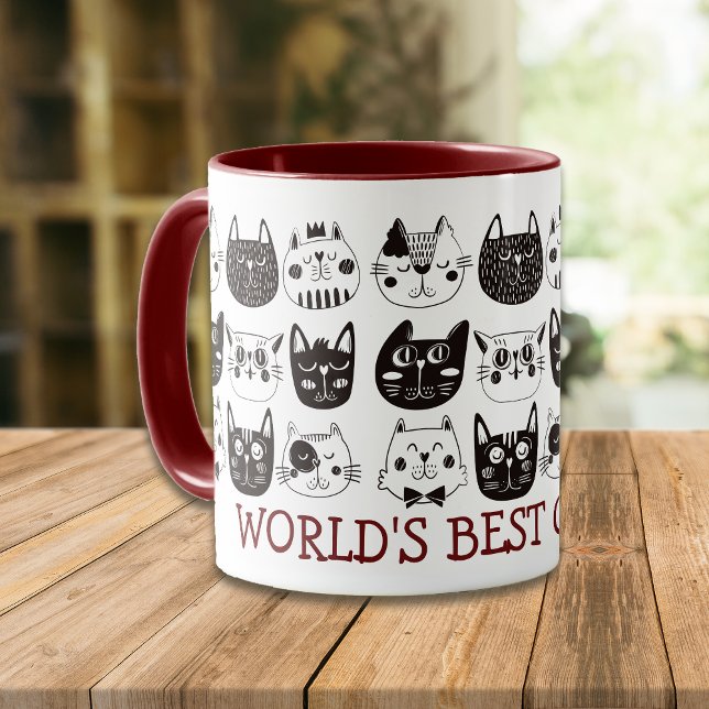 Mug Drôle Visages World's Best Cat Mom (Créateur téléchargé)