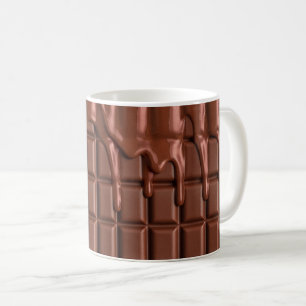 Mug Du chocolat fondu au-dessus d'un bloc de chocolat