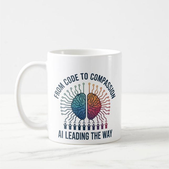 Mug Du code à la compassion - L'IA en tête (Gauche)