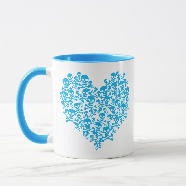 Mug du coeur du crâne bleu (Gauche)