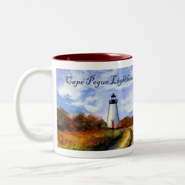 Mug du phare de Cape Pogue (peinture et texte) (Gauche)