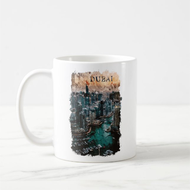 Mug Dubaï Aquarelle Skyline (Gauche)