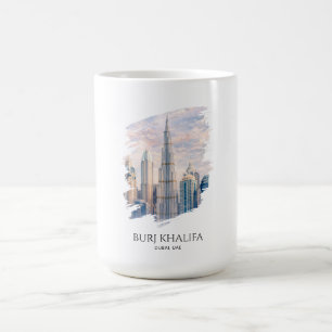 Mug Dubaï Burj Khalifa Cité de Luxe Toile de Fond Aqua