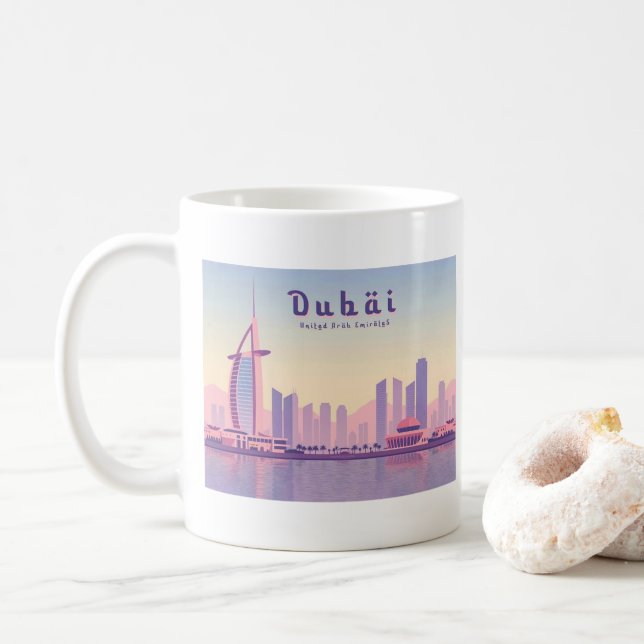 Mug Dubaï Émirats arabes unis Burj Khalifa Pastel Desi (Avec donut)