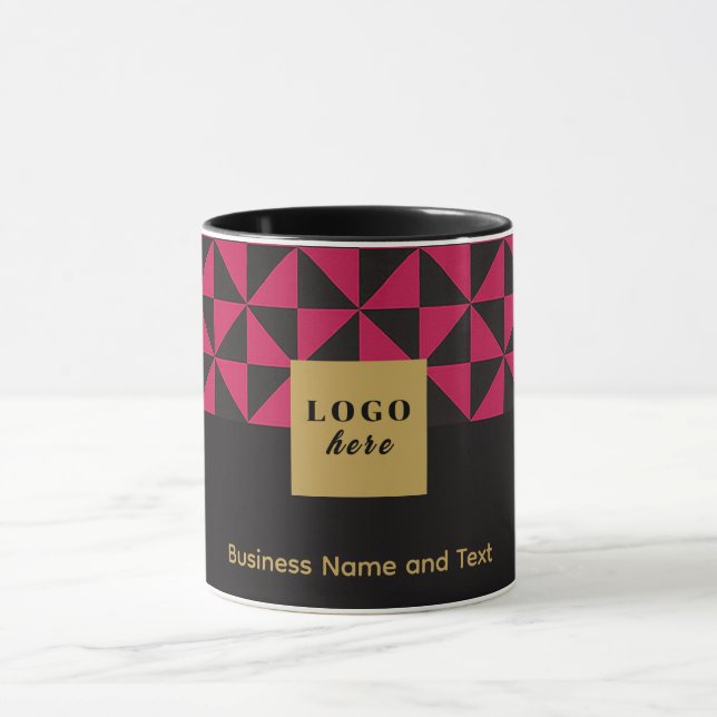Mug Duo artisanat noir et rose - Logo d'affaires (Centre)
