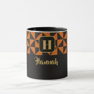 Mug Duo Geo Black & Burange Orange Custom Names