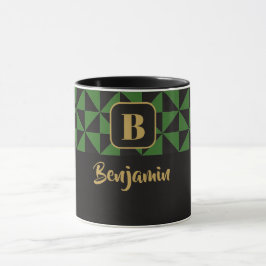 Mug Duo Geo Black & Forest Green Custom Names