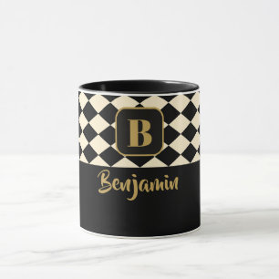 Mug Duo Geo Black & Ivory Cream Noms personnalisés