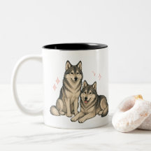 Mug Duo Husky & Loup Mignon | Amoureux de Husky Si