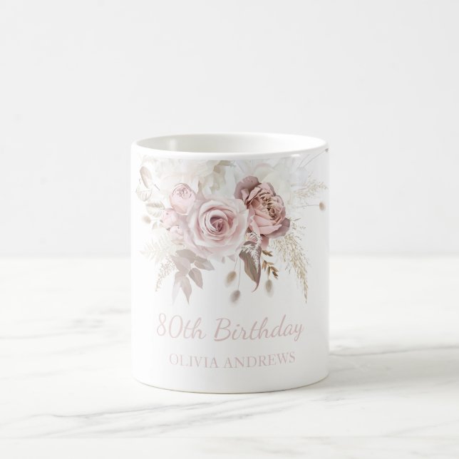 Mug Dusty Rose Rose Blush 80e anniversaire de fête cad (Centre)