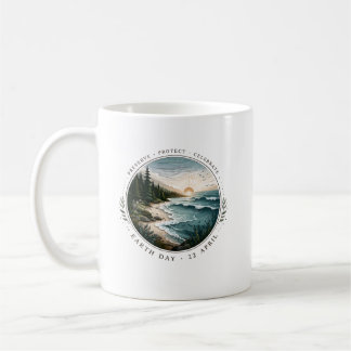 Mug Earth Day Emblem – Nature Landscape Circle Design