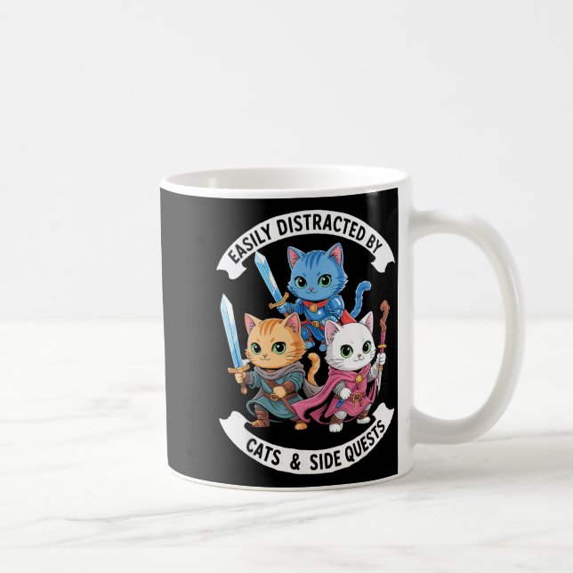 Mug Easily Distracted By Cats &amp; Side Quests Funny  (Droite)