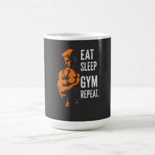 Mug Eat Sleep Gym Reprendre Exercice T-Shirt