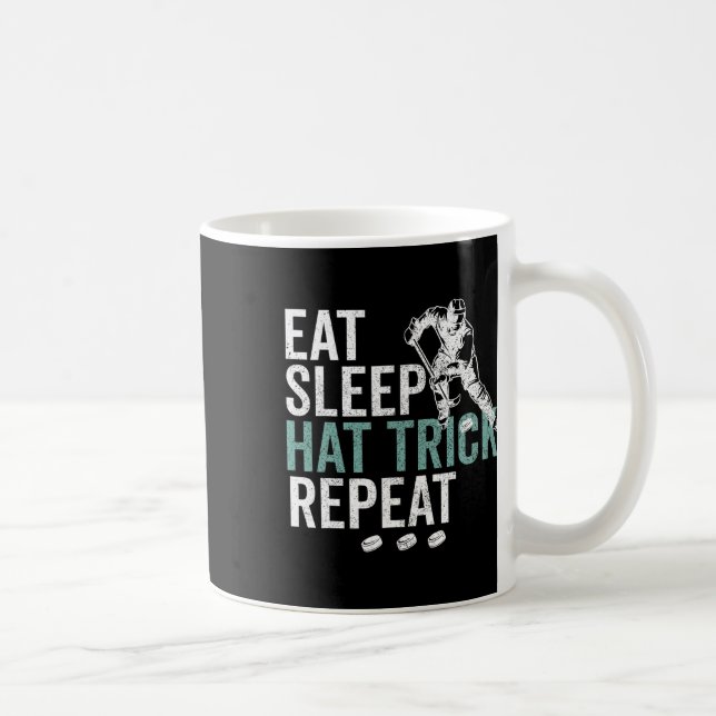 Mug Eat Sleep Hat Trick Repeat Cool Ice Hockey Puck Fa (Droite)