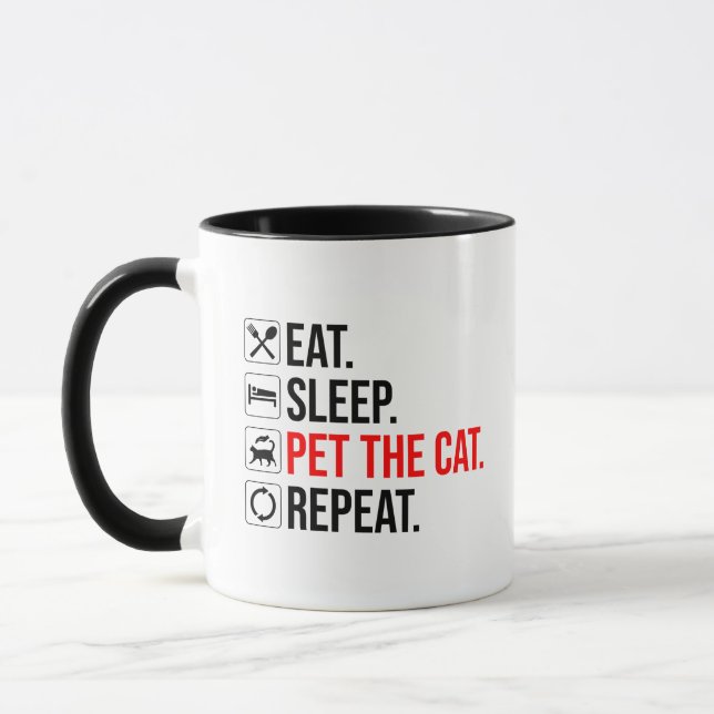 Mug Eat. Sleep. Pet The Cat. Repeat (Gauche)