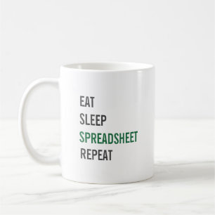 Mug Eat Sleep Spreadsheet Répéter Funny Accounting