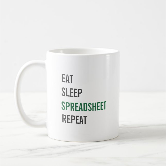 Mug Eat Sleep Spreadsheet Répéter Funny Accounting (Gauche)