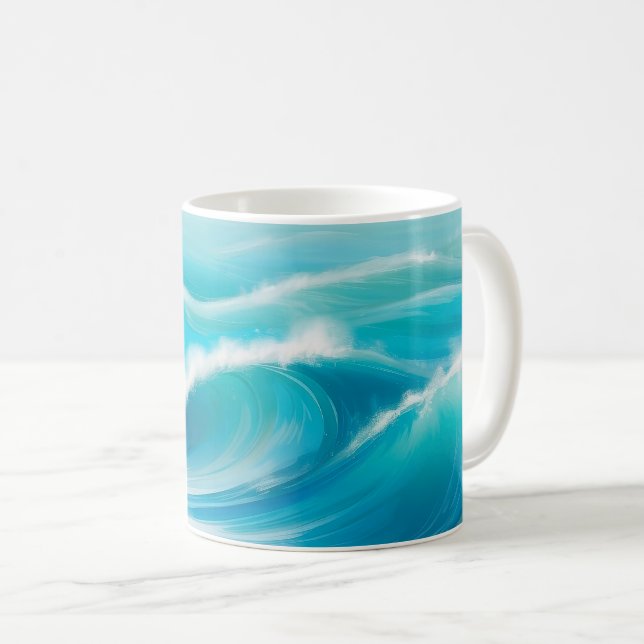 Mug Eau Bleu Vert Abstrait vague (Devant droit)