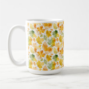 MUG EAU COULEUR ORANGE & JAUNE AUTOMNE FEUILLES D'AUTO